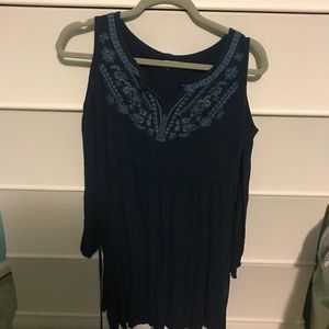 Blue Hollister cut-out shoulder dress